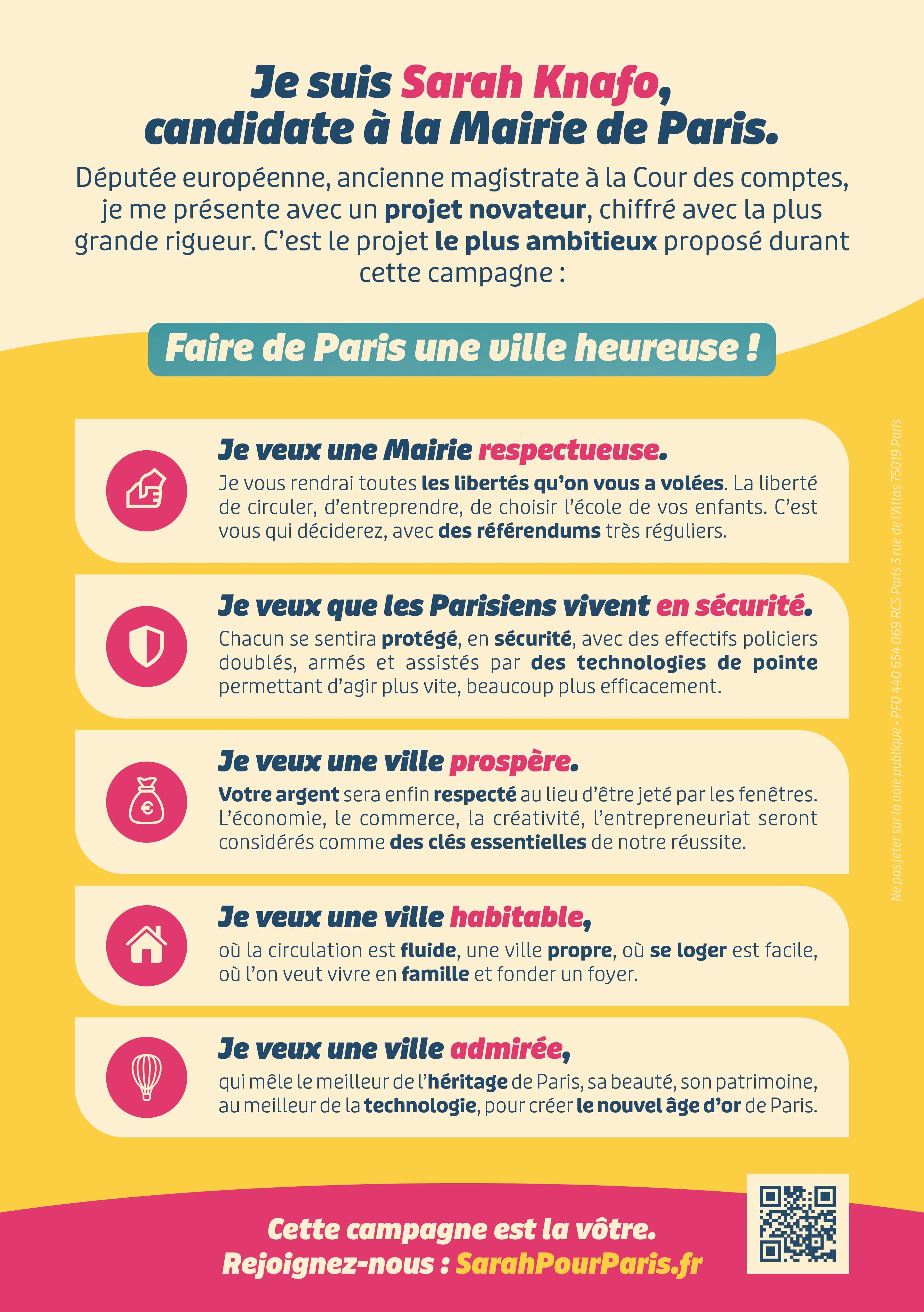Tract verso - Sarah Knafo pour Paris
