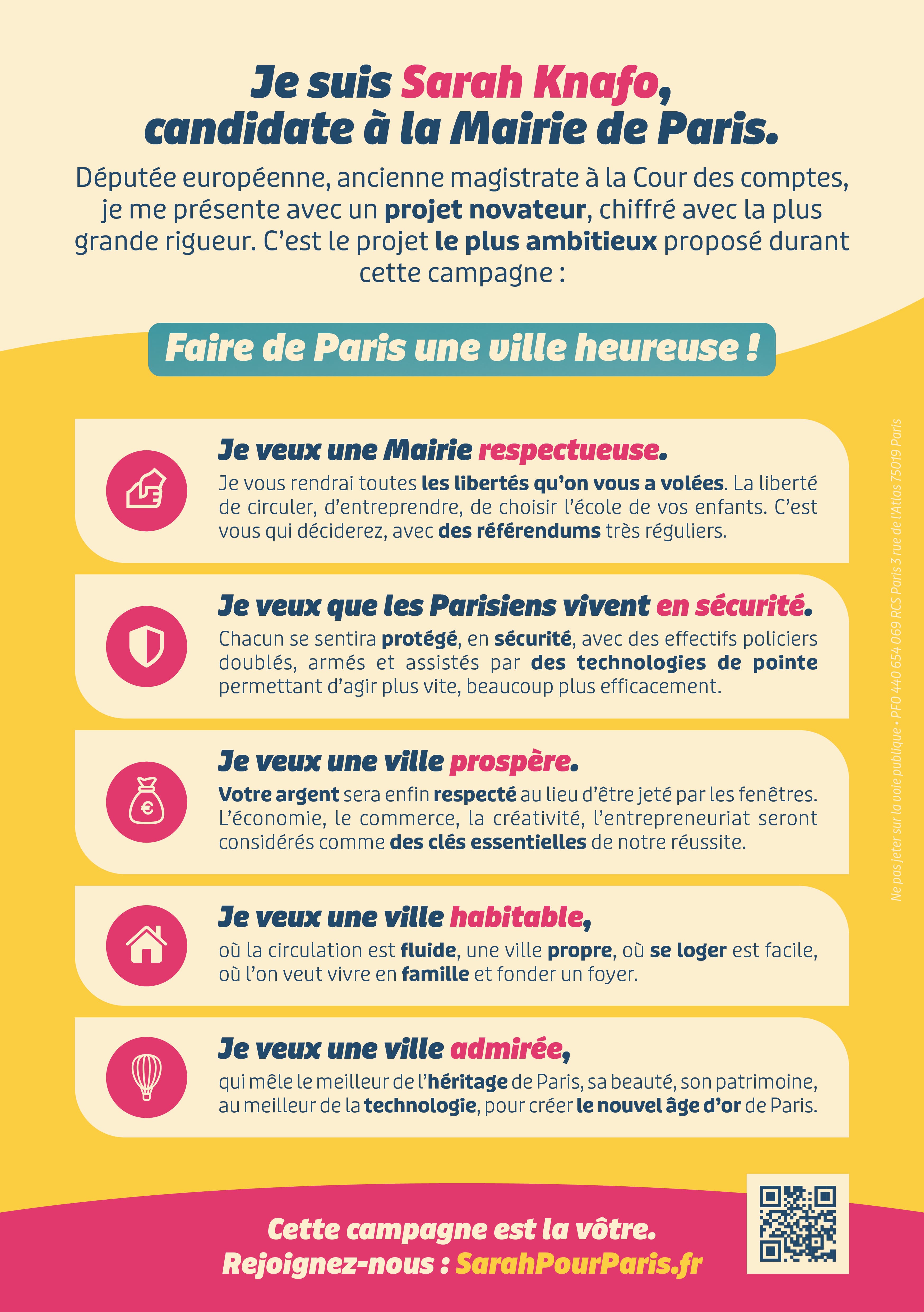 Tract verso - Sarah Knafo pour Paris